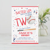 Invitation Batte Up Baseball Red Little Rookie 2e anniversair (Debout devant)