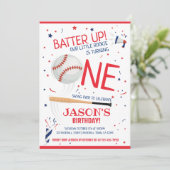 Invitation Batte Up Red Little Rookie Baseball 1er anniversai (Debout devant)
