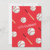 Invitation Batte Up Red Little Rookie Baseball 1er anniversai (Dos)