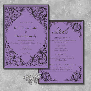 Invitation Batte victorienne jusqu'à la mort Noir & Violet De