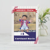 Invitation Batter Batter Baseball Card 1er anniversaire Invit (Debout devant)