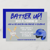 Invitation Batter ! Fête d'anniversaire à thème de baseball (Devant / Derrière)