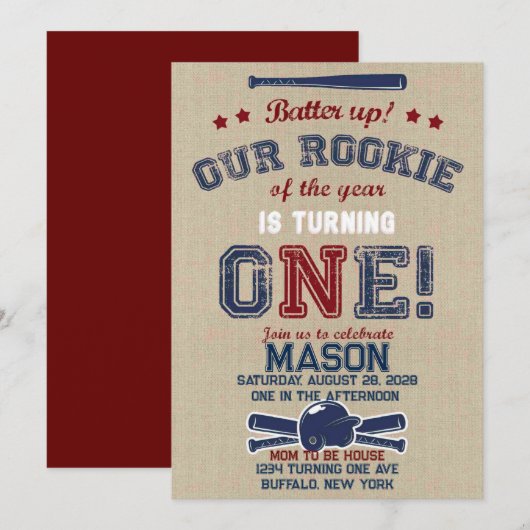 Invitation Batter Notre Petite Rookie Est En Train De Tourner (Devant / Derrière)