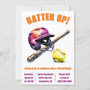 Invitation Batter ! Swing on By ! Soirée d'anniversaire de so