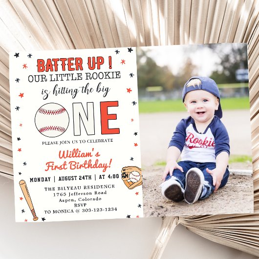 Invitation Batterie de baseball 1er anniversaire