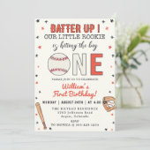 Invitation Batterie de baseball 1er anniversaire (Debout devant)