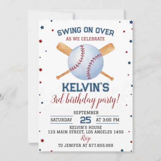 Invitation Batterie de baseball Anniversaire (Devant)
