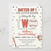 Invitation Batterie de baseball deuxième fête d'anniversaire (Devant)
