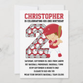 Invitation Batterie de baseball Red White 2e fête d'anniversa (Devant)