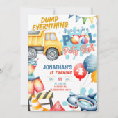 Invitation Batterie de camions de construction fête d'anniver (Devant)