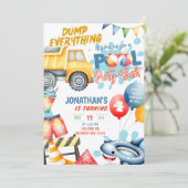 Invitation Batterie de camions de construction fête d'anniver (Debout devant)