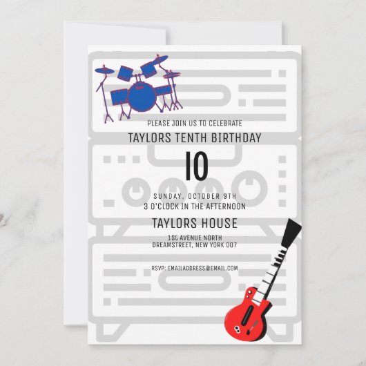 Invitation Batterie de guitare Amp Musique Anniversaire (Devant)