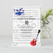 Invitation Batterie de guitare Amp Musique Anniversaire (Debout devant)