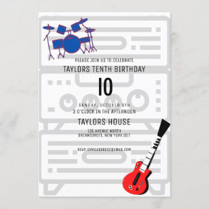 Invitation Batterie de guitare Amp Musique Anniversaire