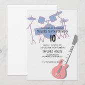 Invitation Batterie de guitare Amp Musique Anniversaire (Devant / Derrière)