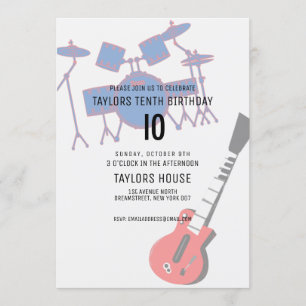 Invitation Batterie de guitare Amp Musique Anniversaire