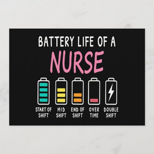 Invitation Batterie de l'humour d'une infirmière graphique (Devant)