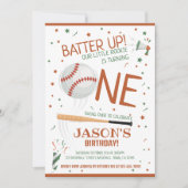 Invitation Batterie Up Brown Rookie Baseball 1er Anniversaire (Devant)
