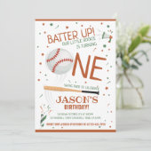 Invitation Batterie Up Brown Rookie Baseball 1er Anniversaire (Debout devant)