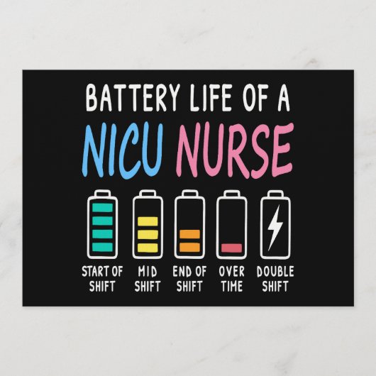 Invitation Battery life of a NICU nurse humor level (Devant)