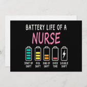 Invitation Battery life of a nurse humor chart (Devant / Derrière)