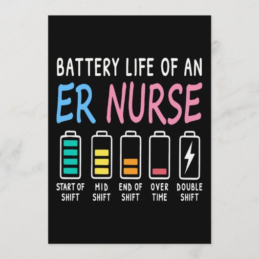 Invitation Battery life of an ER nurse humor chart (Devant)