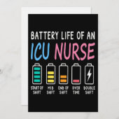 Invitation Battery life of an ICU nurse humor chart (Devant / Derrière)