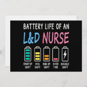Invitation Battery life of an L&D nurse humor chart (Devant / Derrière)