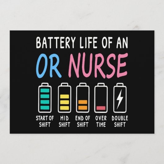 Invitation Battery life of an OR nurse humor chart (Devant)