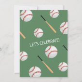 Invitation Batteur Little Rookie Up Green Baseball Anniversai (Dos)