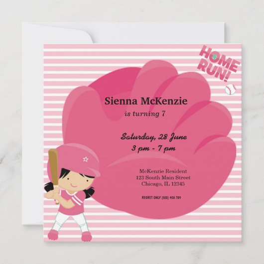 Invitation Batteur Softball (Devant)