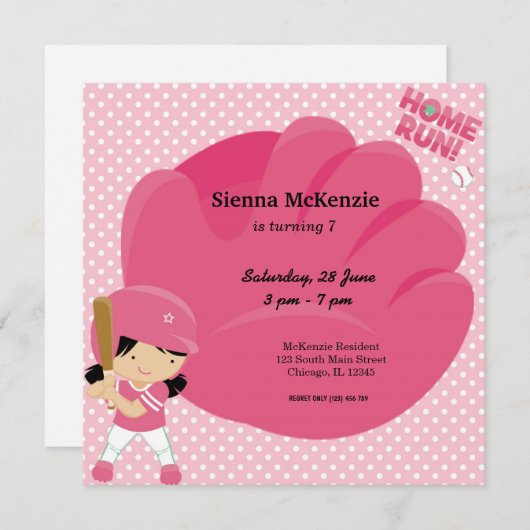 Invitation Batteur Softball (Devant / Derrière)