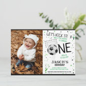 Invitation Battez-le Noir Soccer Photo 1er anniversaire (Debout devant)