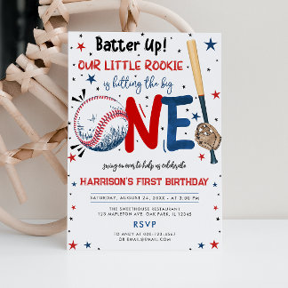 Invitation Battez notre petit rookie Baseball 1er anniversair