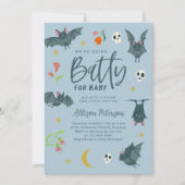 Invitation Batty Bats Bleus pour Baby shower (Devant)