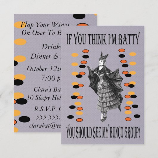 Invitation Batty Bunco (Devant / Derrière)