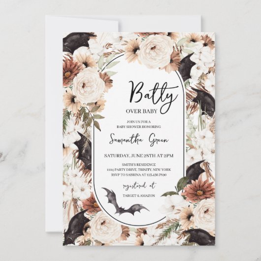 Invitation Batty pour le Baby shower (Devant)