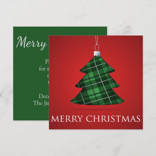 Invitation Baube de Noël Tartan (Devant / Derrière)