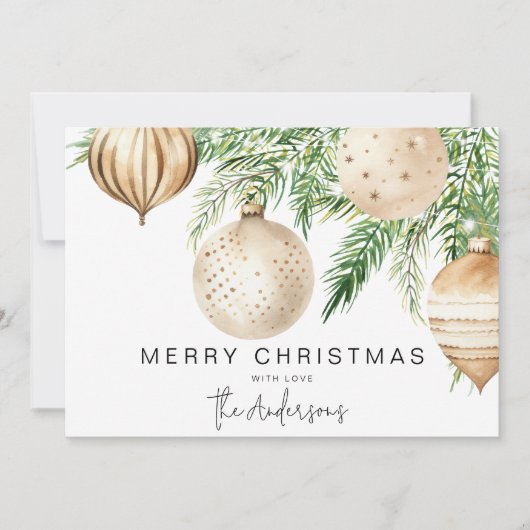 Invitation Bauble de Noël Or moderne (Devant)