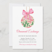Invitation Bauble Pink Bow Ornament Exchange Christmas Party (Devant)