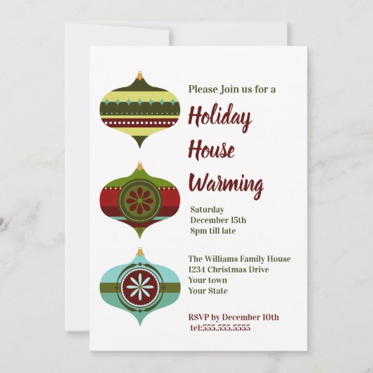 Invitation Bauble rétro | Maison de vacances Fête du Réchauff (Devant)