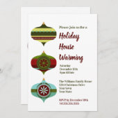 Invitation Bauble rétro | Maison de vacances Fête du Réchauff (Devant / Derrière)