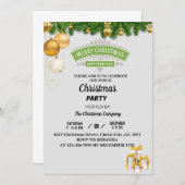 Invitation Baubles blancs et or Noël (Devant / Derrière)