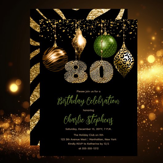 Invitation Baubles de la peau d'animal tropicale 80e fête d'a