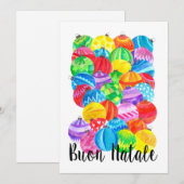 Invitation Baubles de Noël italiens Buon Natale, aquarelle (Devant / Derrière)