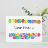 Invitation Baubles de Noël italiens Buon Natale, aquarelle (Debout devant)