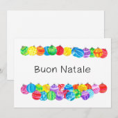 Invitation Baubles de Noël italiens Buon Natale, aquarelle (Devant / Derrière)