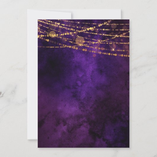 Invitation Baubles de Noël pourpre et or 21e anniversaire (Dos)