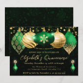 Invitation Baubles de Noël vert et or Quinceanera (Devant / Derrière)