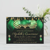 Invitation Baubles de Noël vert et or Quinceanera (Debout devant)